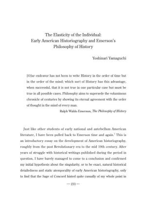 The Elasticity of the Individual: Early American Historiography and Emerson's Philosophy of History