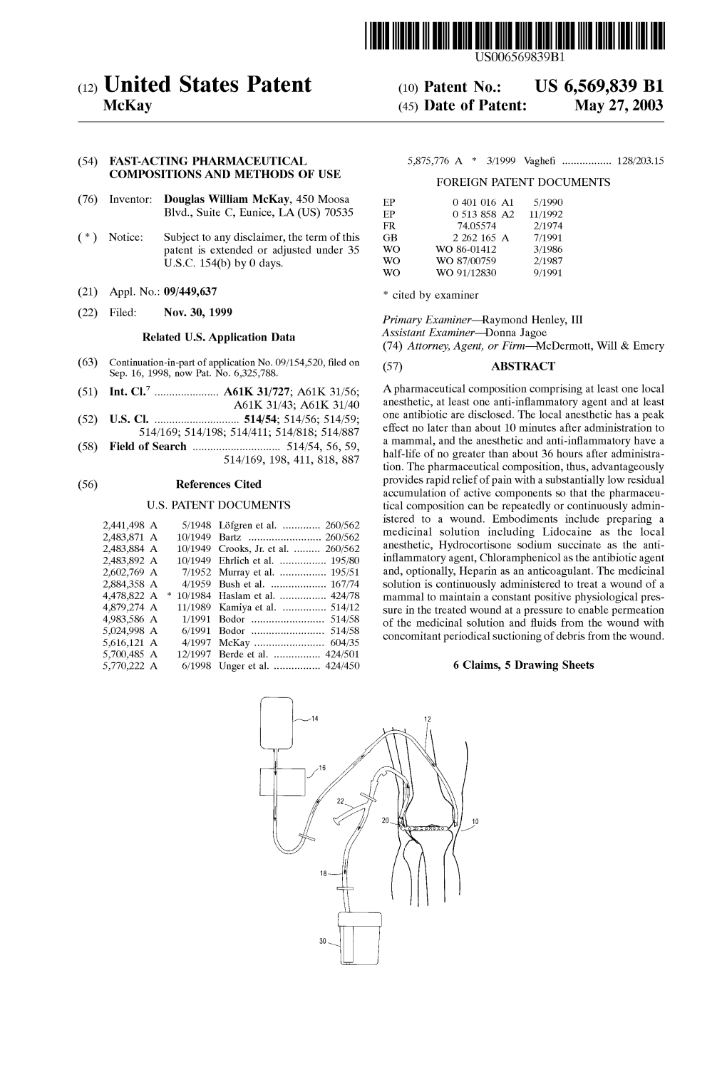 (12) United States Patent (10) Patent No.: US 6,569,839 B1 Mckay (45) Date of Patent: May 27, 2003