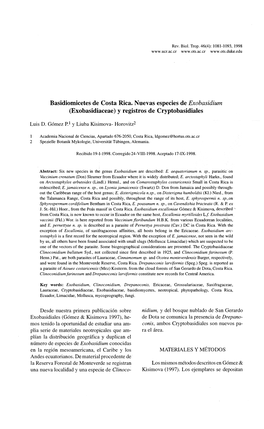 Basidiomicates De Costa Rica. Nuevas Especies De Exobasidium