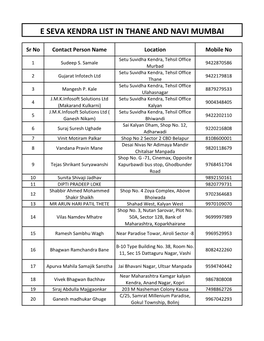 E – Seva Kendra in Thane Navi Mumbai