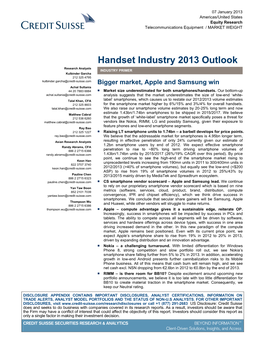 Handset Industry 2013 Outlook