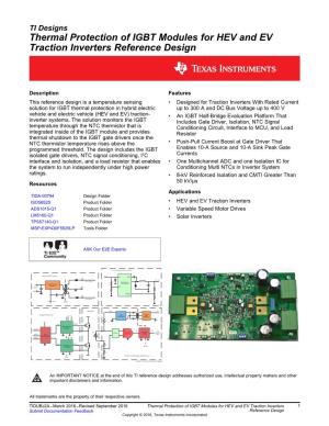 Thermal Protection of IGBT Modules for HEV and EV Traction Inverters Reference Design