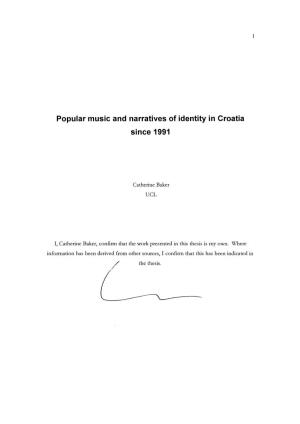 Popular Music and Narratives of Identity in Croatia Since 1991