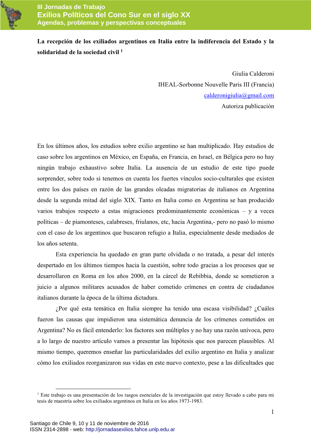 Exilios Políticos Del Cono Sur En El Siglo XX Agendas, Problemas Y Perspectivas Conceptuales