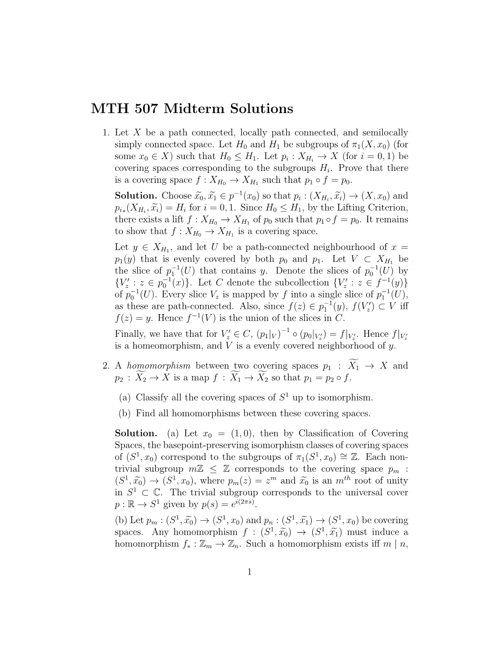 MTH 507 Midterm Solutions