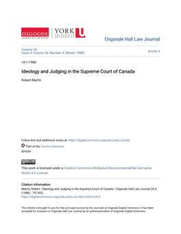 Ideology and Judging in the Supreme Court of Canada