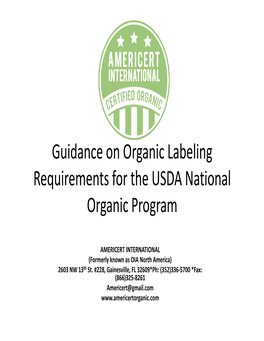 Certified Organic By