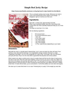 Simple Beef Jerky Recipe