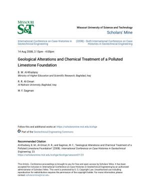 Geological Alterations and Chemical Treatment of a Polluted Limestone Foundation