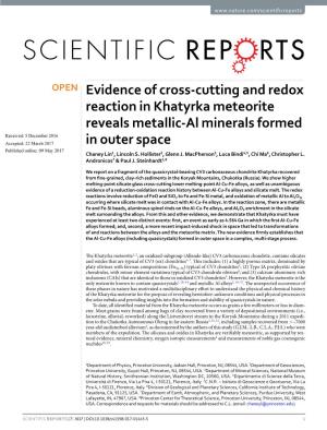 Evidence of Cross-Cutting and Redox Reaction in Khatyrka Meteorite