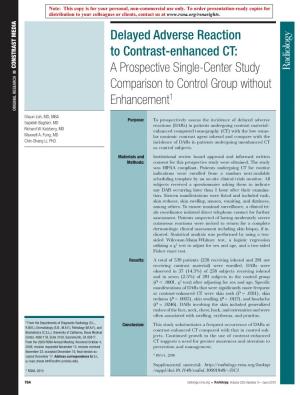 Delayed Adverse Reaction to Contrast-Enhanced CT: CONSTRAST MEDIA