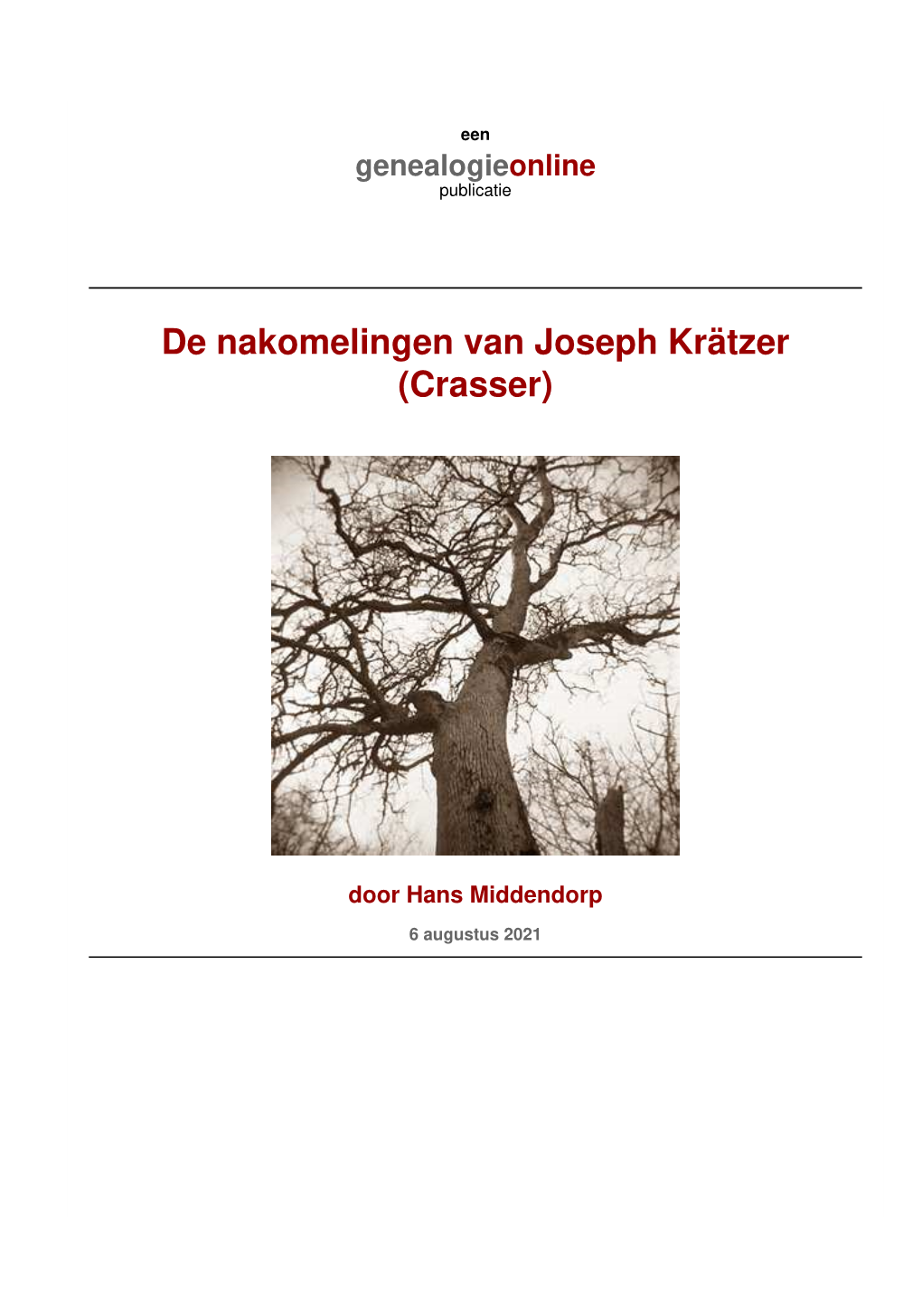 De Nakomelingen Van Joseph Krätzer †Crasser‡