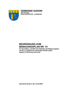 Gemeinde Gudow Begründung Zum Bebauungsplan Nr. 14