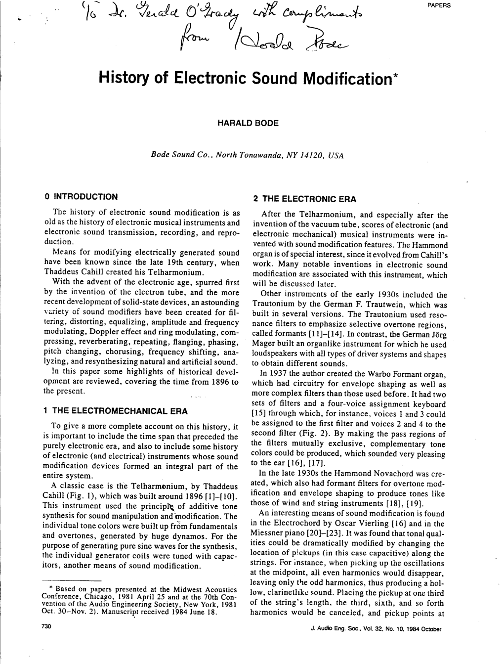 History of Electronic Sound Modification'