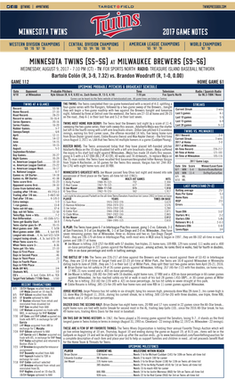 Minnesota Twins (55-56) at Milwaukee Brewers