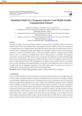 Simulation Model for a Frequency-Selective Land Mobile Satellite Communication Channel