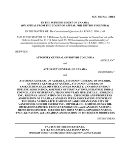 38682 in the Supreme Court of Canada (On Appeal from The