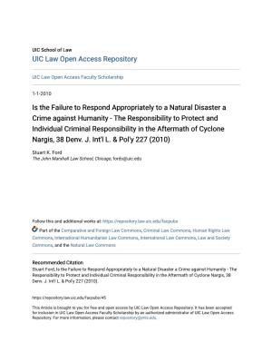 Is the Failure to Respond Appropriately to a Natural Disaster