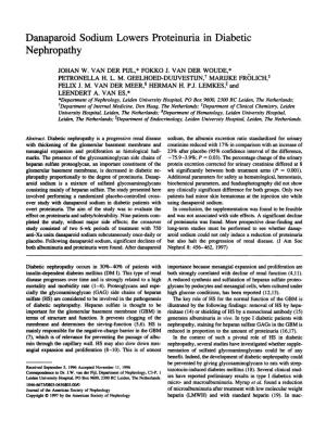 Danaparoid Sodium Lowers Proteinuria in Diabetic Nephropathy