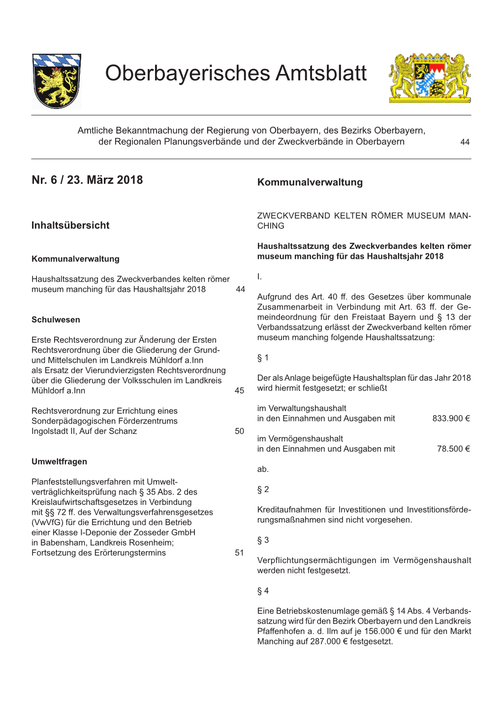 Oberbayerisches Amtsblatt