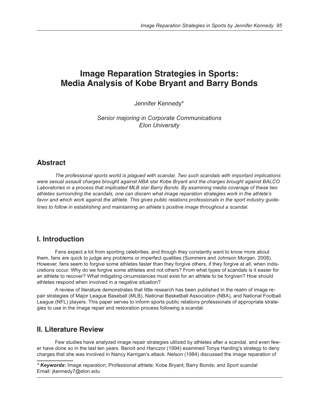 Image Reparation Strategies in Sports: Media Analysis of Kobe Bryant and Barry Bonds