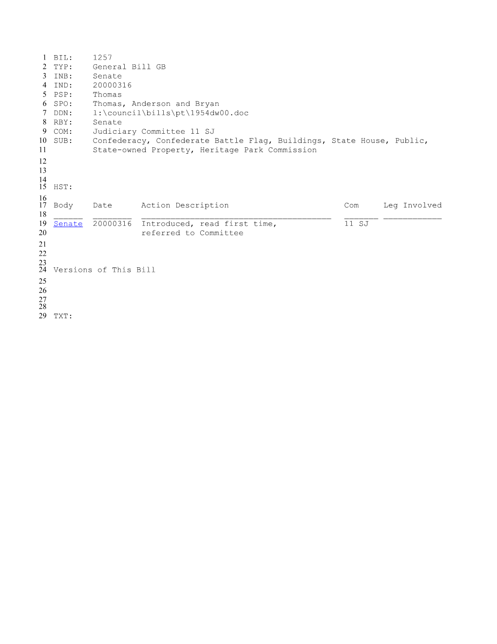 1999-2000 Bill 1257: Confederacy, Confederate Battle Flag, Buildings, State House, Public