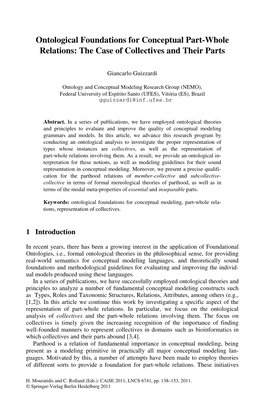 Ontological Foundations for Conceptual Part-Whole Relations: the Case of Collectives and Their Parts