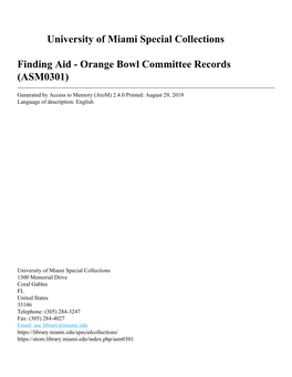 Orange Bowl Committee Records (ASM0301)