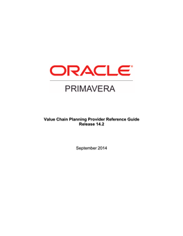 Value Chain Planning Provider Reference Guide Release 14.2