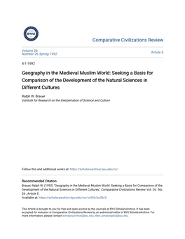 Geography in the Medieval Muslim World: Seeking a Basis for Comparison of the Development of the Natural Sciences in Different Cultures