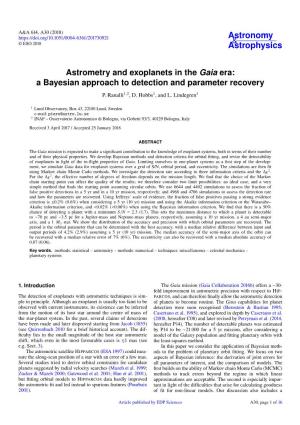 Astrometry and Exoplanets in the Gaia Era: a Bayesian Approach to Detection and Parameter Recovery P