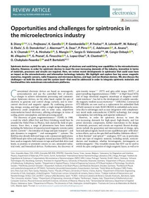 Opportunities and Challenges for Spintronics in the Microelectronics Industry