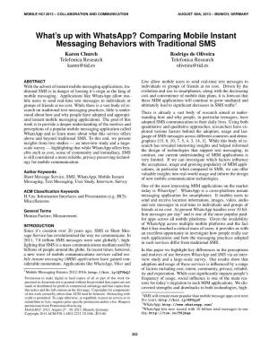 Comparing Mobile Instant Messaging Behaviors with Traditional
