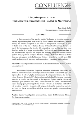 Una Principessa Azteca: Tecuichpotzin Ichcaxochitzin – Isabel De Moctezuma