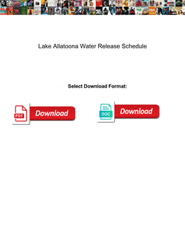 Lake Allatoona Water Release Schedule