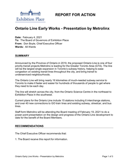 Ontario Line Early Works - Presentation by Metrolinx