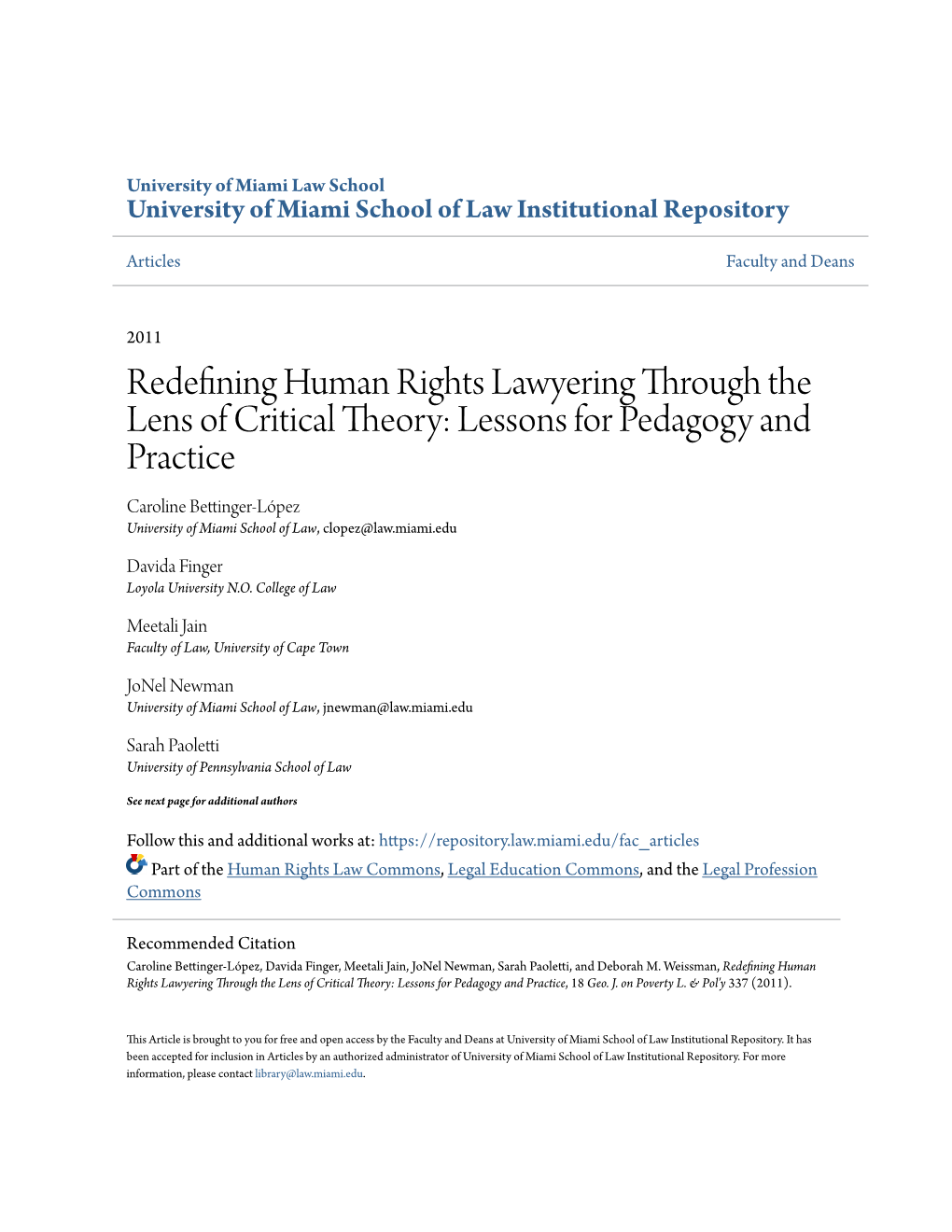 Redefining Human Rights Lawyering Through the Lens of Critical Theory