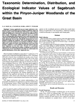 Taxonomic Determination, Distribution, and Ecological Indicator Values of Sagebrush Within the Pinyon-Juniper Woodlands of the Great Basin