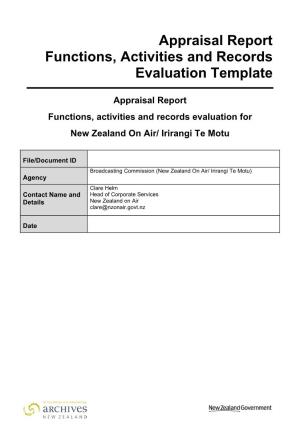 Appraisal Report Functions, Activities and Records Evaluation Template