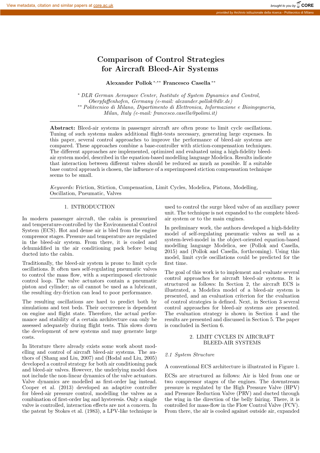 Comparison of Control Strategies for Aircraft Bleed-Air Systems