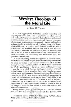 Wesley: Theology of the Moral Life