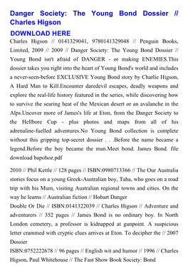 Danger Society: the Young Bond Dossier // Charles Higson