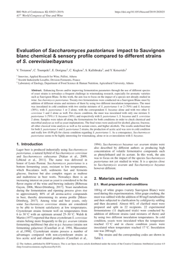 Evaluation of Saccharomyces Pastorianus Impact to Sauvignon Blanc Chemical & Sensory Proﬁle Compared to Different Strains of S
