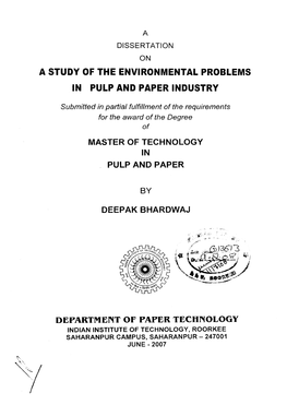 A Study of the Environmental Problems in Pulp and Paper Industry