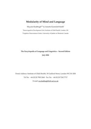 Modularity of Mind and Language