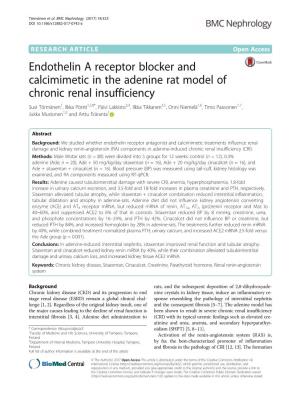 Endothelin a Receptor Blocker and Calcimimetic in the Adenine Rat