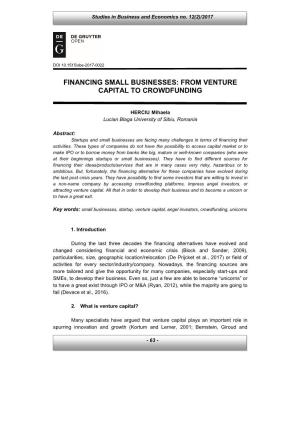 Financing Small Businesses: from Venture Capital to Crowdfunding