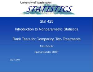 Stat 425 Introduction to Nonparametric Statistics Rank Tests For