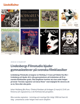 Lindesbergs Filmstudio Bjuder Gymnasieelever På Svenska Filmklassiker