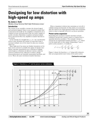 Designing for Low Distortion with High-Speed Op Amps by James L
